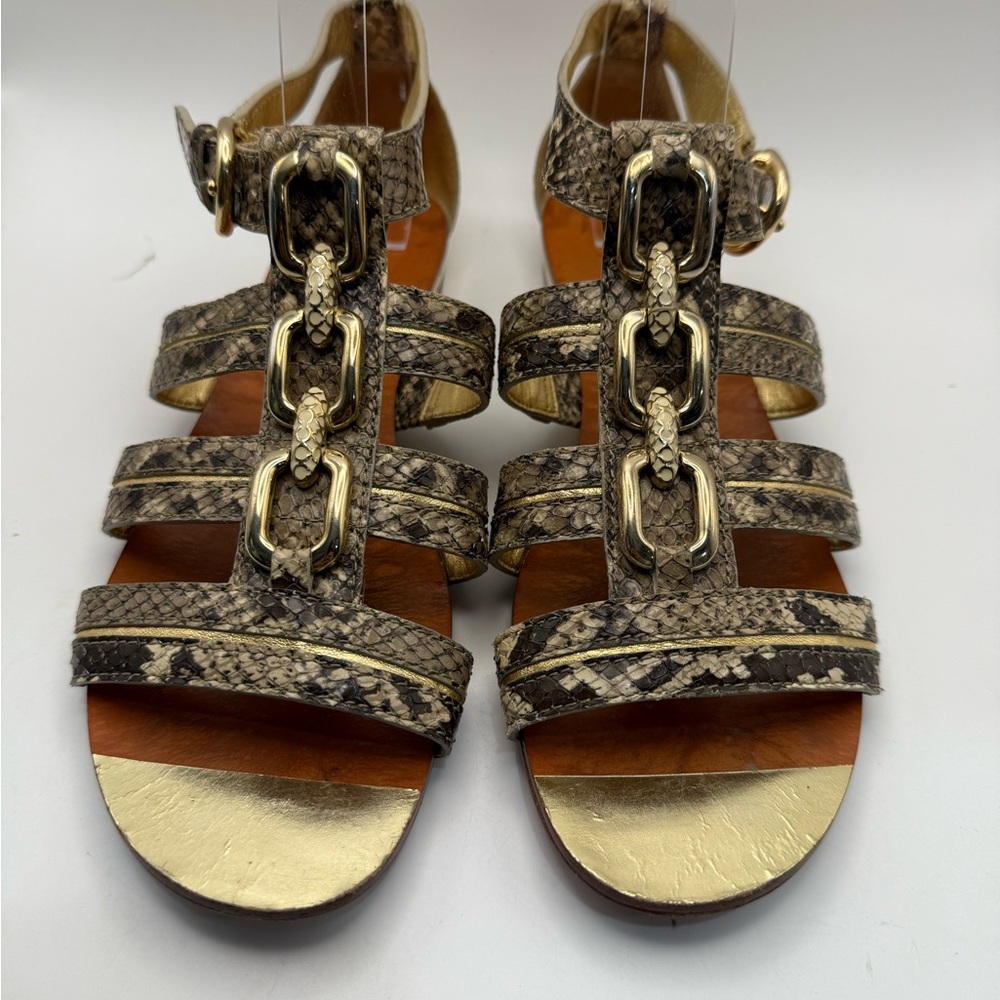 Coach Brown and Gold Gladiator Sandals
